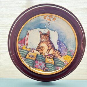 Vintage Cat Nap by Gary Patterson Comical Cat in Van Hygan smythe plate frame‎